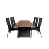 Doory tuinmeubelset tafel 100x250cm en 6 stoel Copacabana zwart, naturel.
