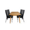 Julian tuinmeubelset tafel 100x210cm en 6 stoel Copacabana zwart, naturel.