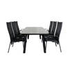 Paola tuinmeubelset tafel 100x200cm en 6 stoel Copacabana zwart, naturel.
