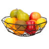 Metalen fruitmand/fruitschaal zwart rond 28 x 9 cm - Fruitschalen