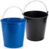 Blauwe en zwarte schoonmaakemmers/huishoudemmers set 15 liter en 32 x 31 cm - Emmers