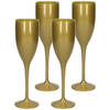 6x stuks onbreekbaar champagne/prosecco flute glas goud kunststof 15 cl/150 ml - Champagneglazen