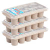 3x stuks Trays met dikke ronde blokken ijsblokjes/ijsklontjes vormpjes 10 vakjes kunststof taupe - IJsblokjesvormen