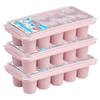 3x stuks Trays met dikke ronde blokken ijsblokjes/ijsklontjes vormpjes 10 vakjes kunststof oud roze - IJsblokjesvormen