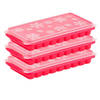 3x stuks Trays met Flessenhals ijsblokjes/ijsklontjes staafjes vormpjes 10 vakjes kunststof roze - IJsblokjesvormen