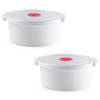 Set van 2x stuks magnetron voedsel opwarm container/schaal van 3 liter 25 x 23 x 10 cm - Magnetronbakken