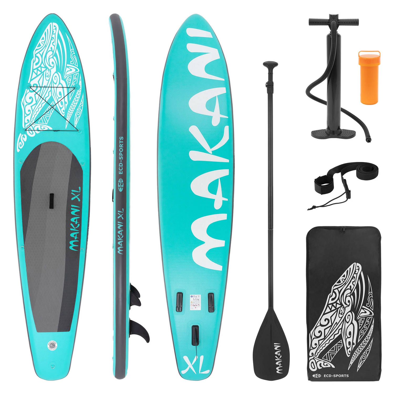 Opblaasbare Stand Up Paddle Board Makani XL 380x80x15 cm Turquoise PVC
