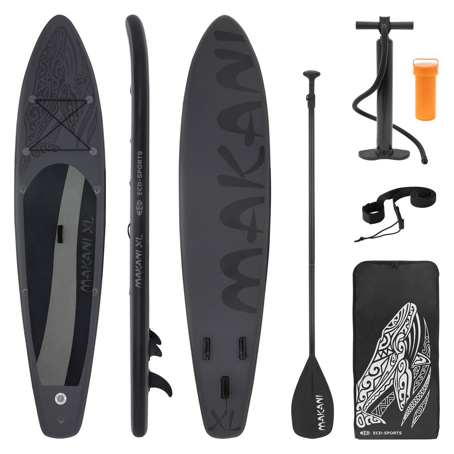 Opblaasbare Stand Up Paddle Board Makani XL 380x80x15 cm zwart PVC