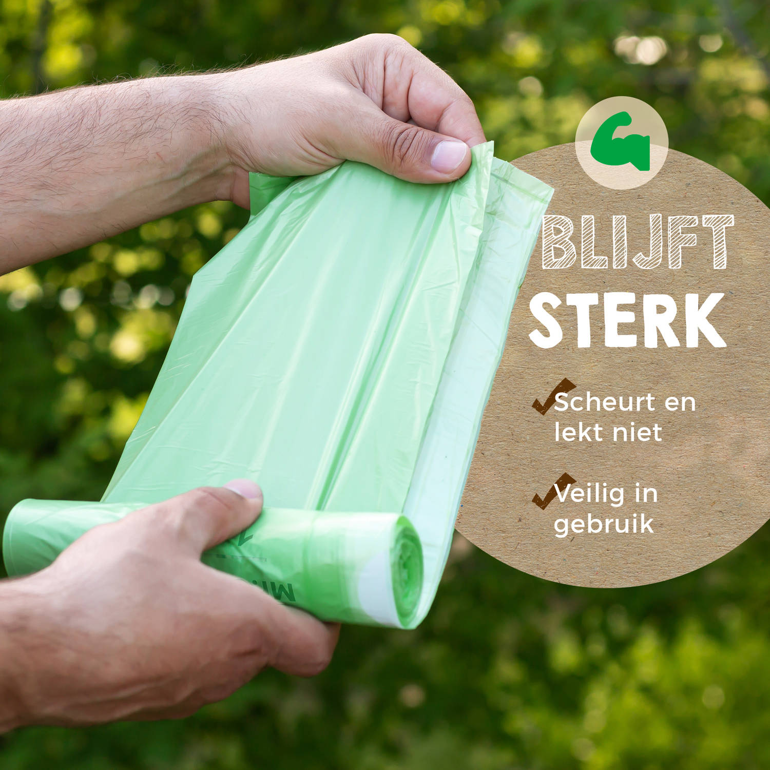 wetenschapper Broek zak Mr. Green Mind 100% biologische afvalzakken 50/60 liter 60 stuks - Incl.  dispenser | Blokker