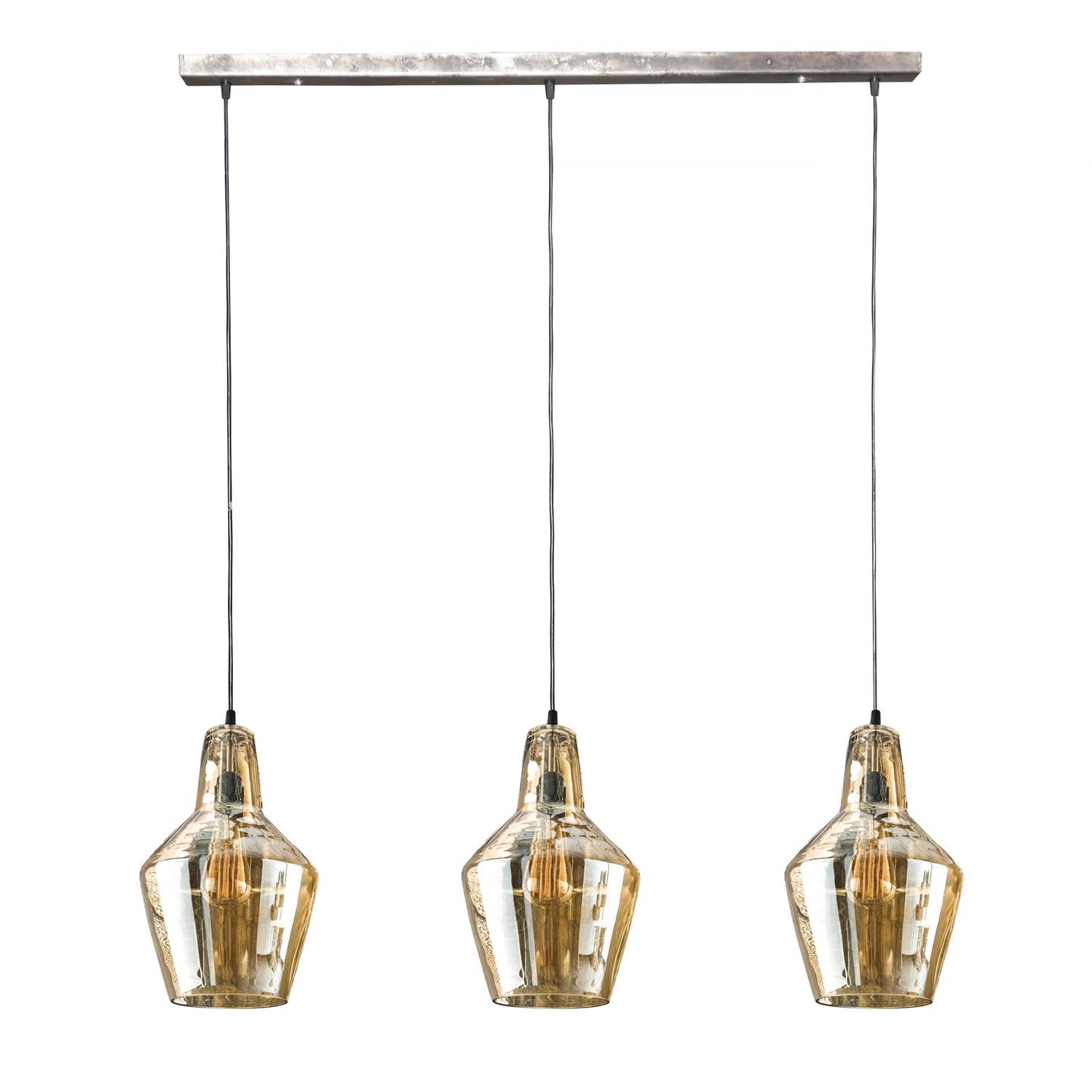 aantrekkelijk Hoogte Arne Industriële hanglamp Dace 3-lichts amber | Blokker
