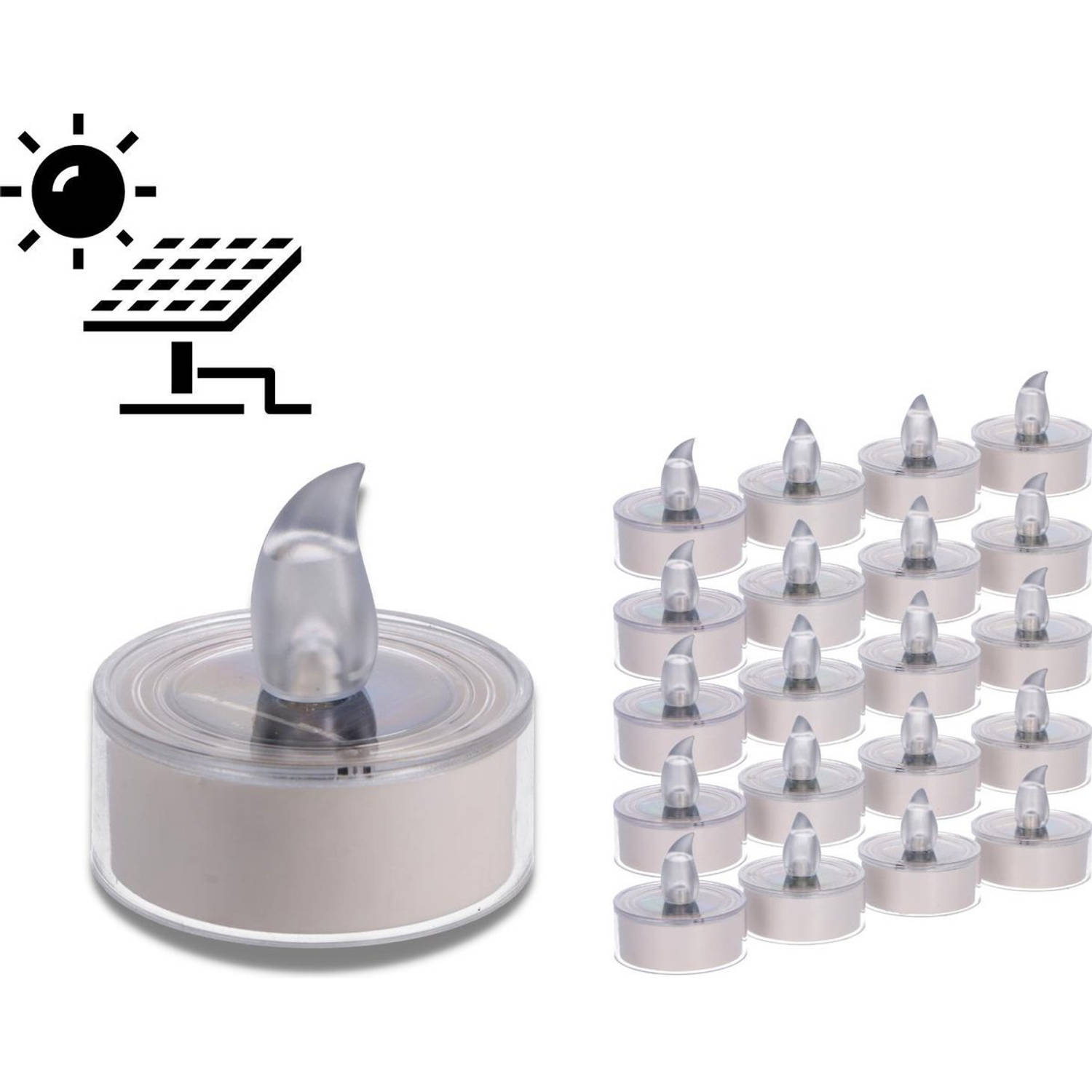 taart Bedachtzaam Circulaire Proventa Solar LED Theelichtjes met bewegende vlam en sensor - 20  waxinelichtjes | Blokker