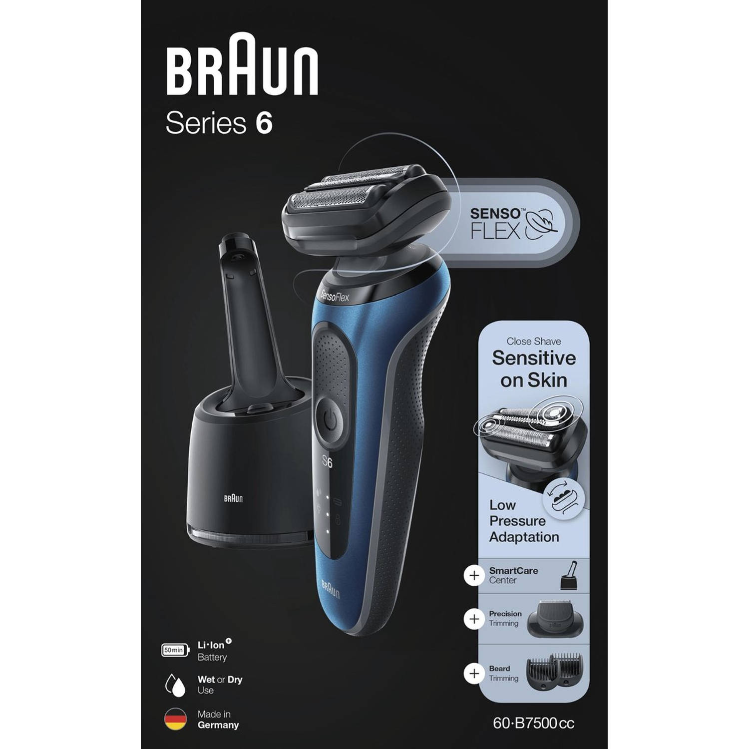 Braun Series 6 60-B7500cc - Elektrisch Scheerapparaat met Reinigingsstation en Baardtrimmer