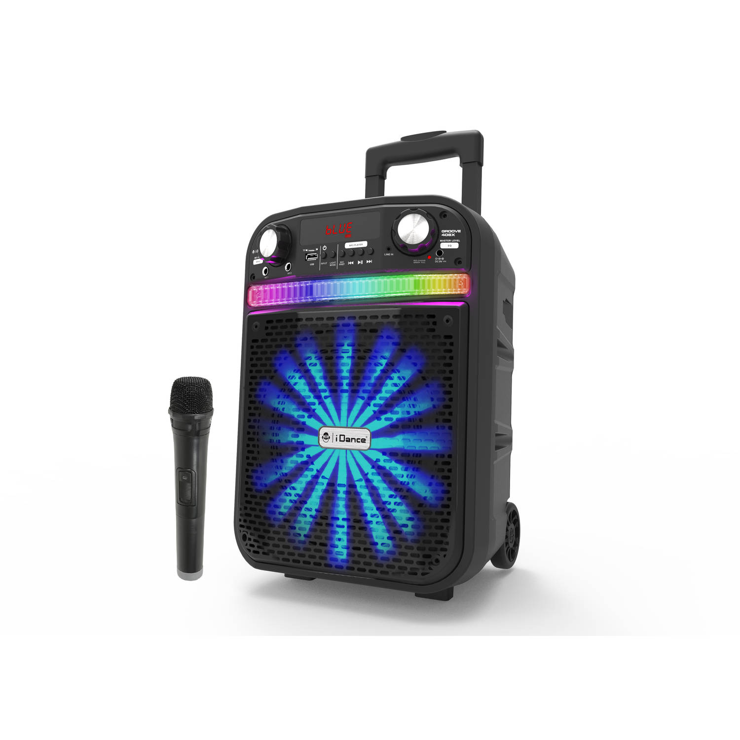 iDance Groove408X Party Speaker - Bluetooth Speaker met Discolicht - 200 Watt - Karaoke Set - Met Draadloze Microfoon