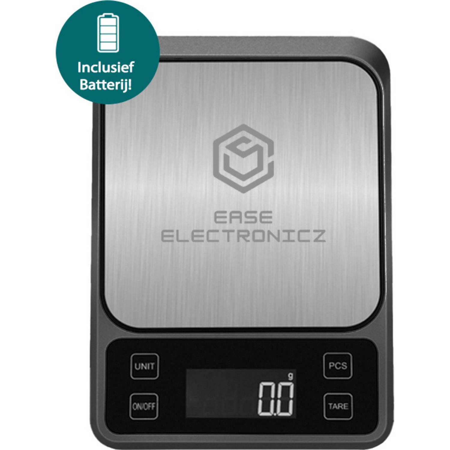 Ease Electronicz Digitale Precisie keukenweegschaal - 1gr tot 5 kg - Met Tarra Functie - Elektrisch - Inclusief Batterij