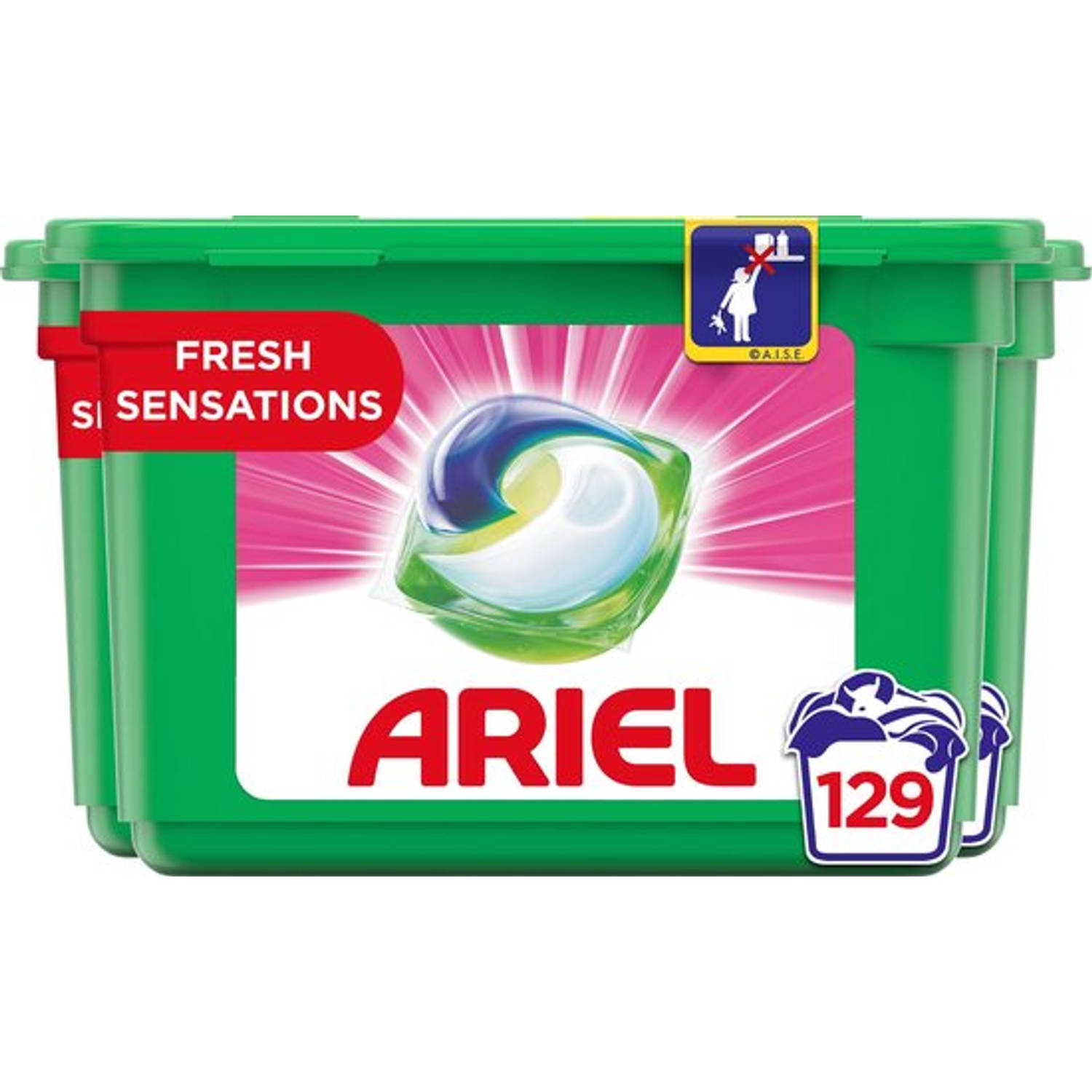 3x Ariel All-in-1 Pods Fris Roze Wasmiddelcapsules 43 Stuks