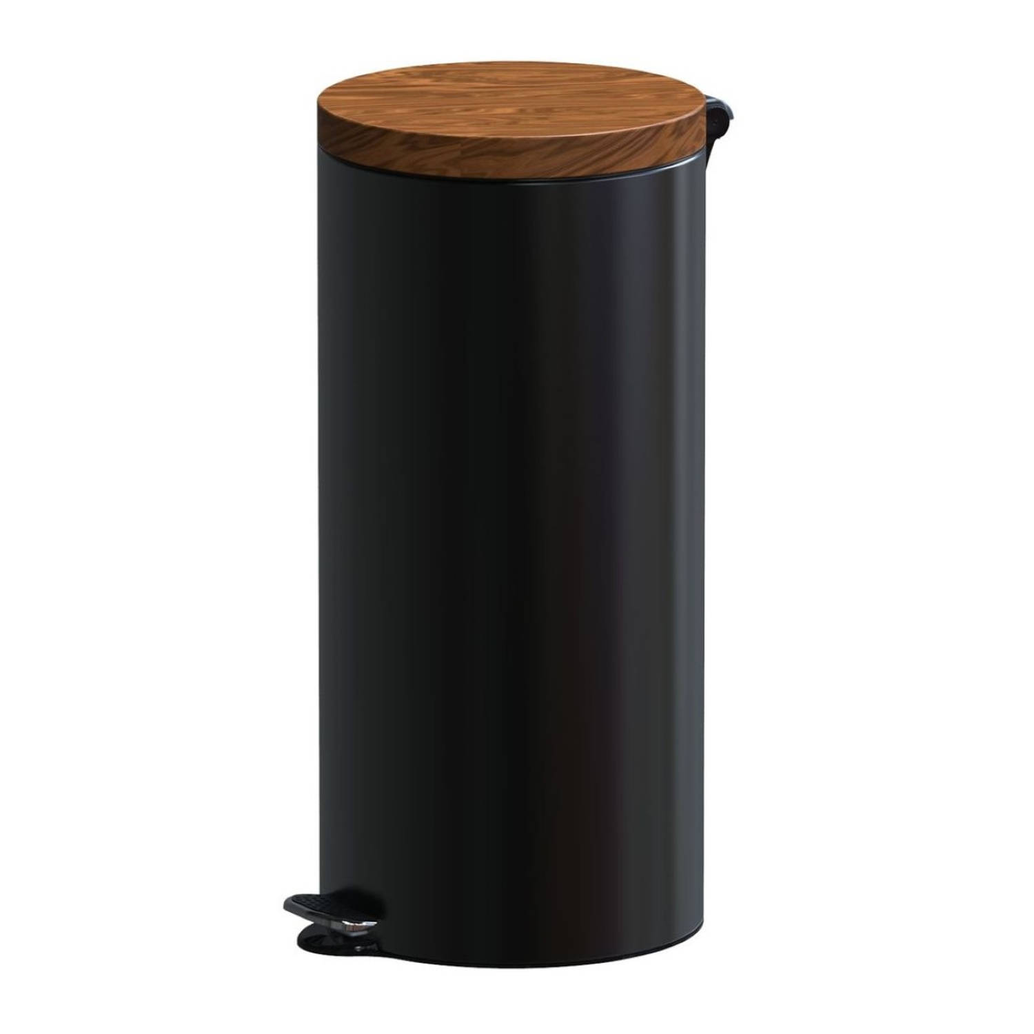 ALDA Excellent, Design pedaalemmer – 30L - 65xØ30 cm – Zwart/Bruin – prullenbak – afvalbak - vuilnisbak