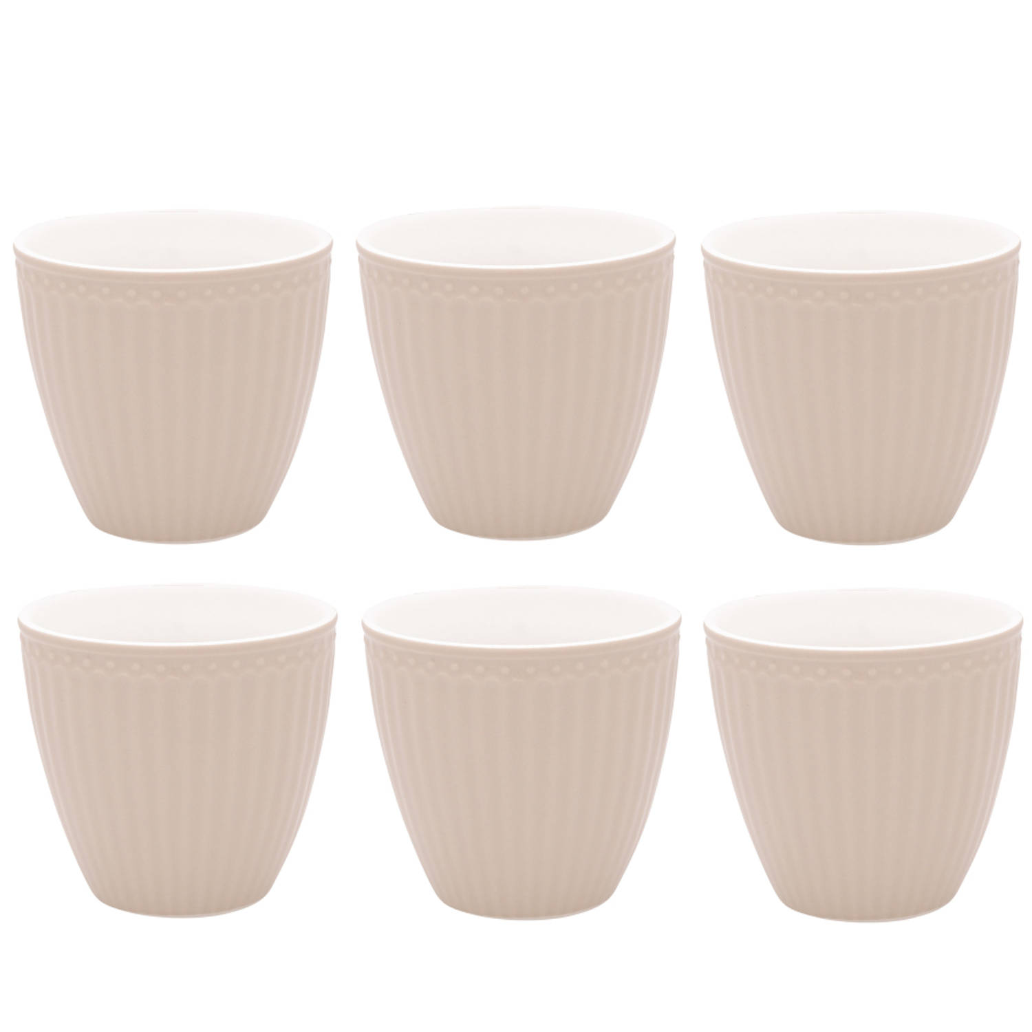 Set van 6x Stuks Beker (latte cup) GreenGate Alice creamy fudge 300ml Ø 10cm