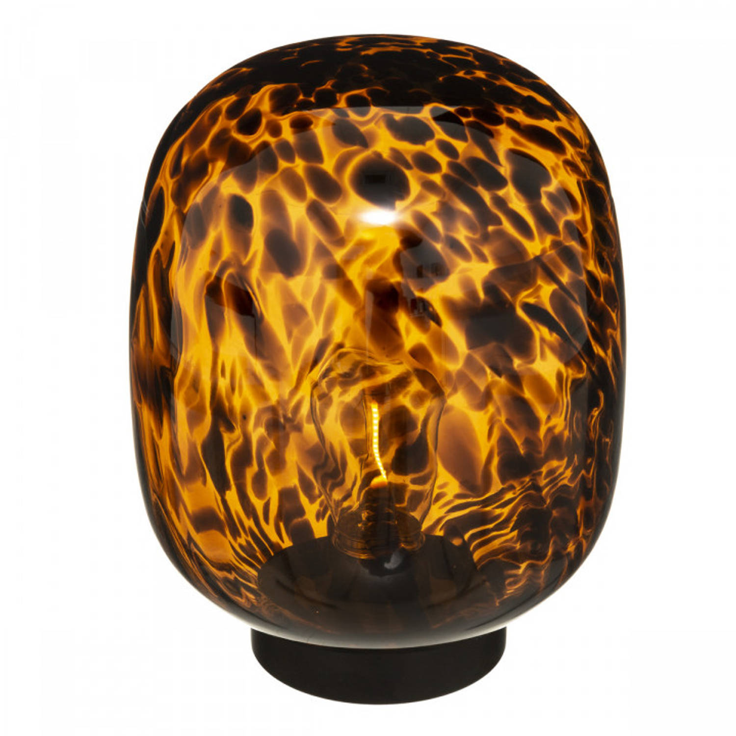 Casa Di Elturo Tafellamp Cheetah - Amber - Zwart - Werkt Op Batterijen (Incl. Lamp)