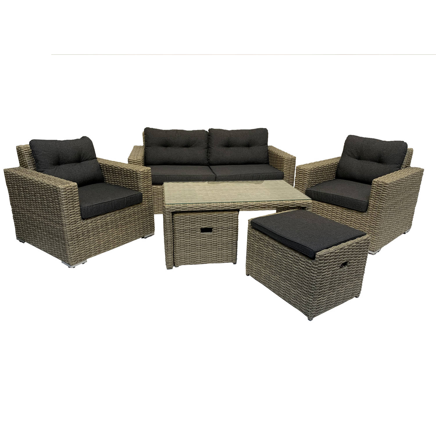 6-persoons Loungeset Garonne Forest Grey Incl. tafel