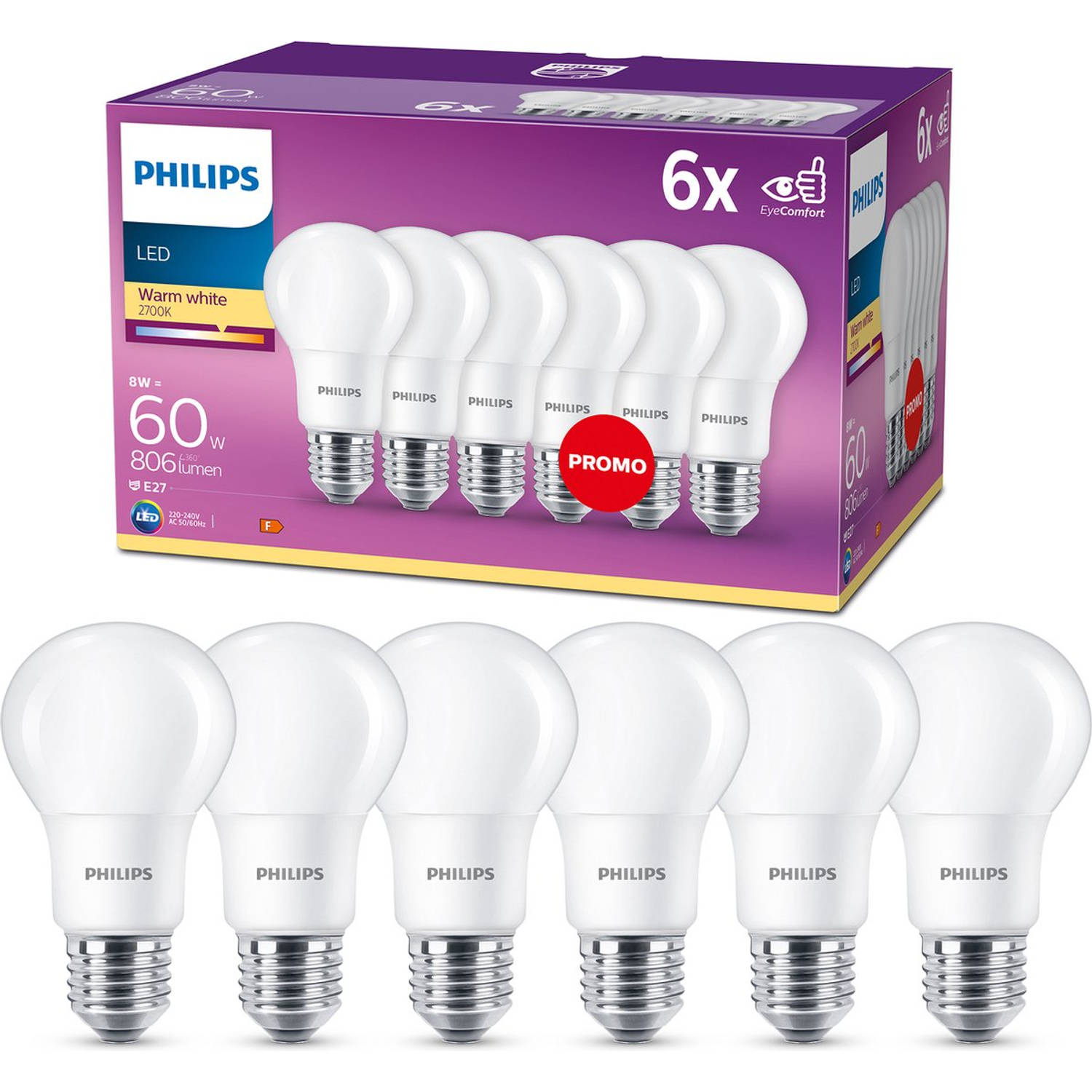 Philips LED-lampen 60 W 6 st 929001234391