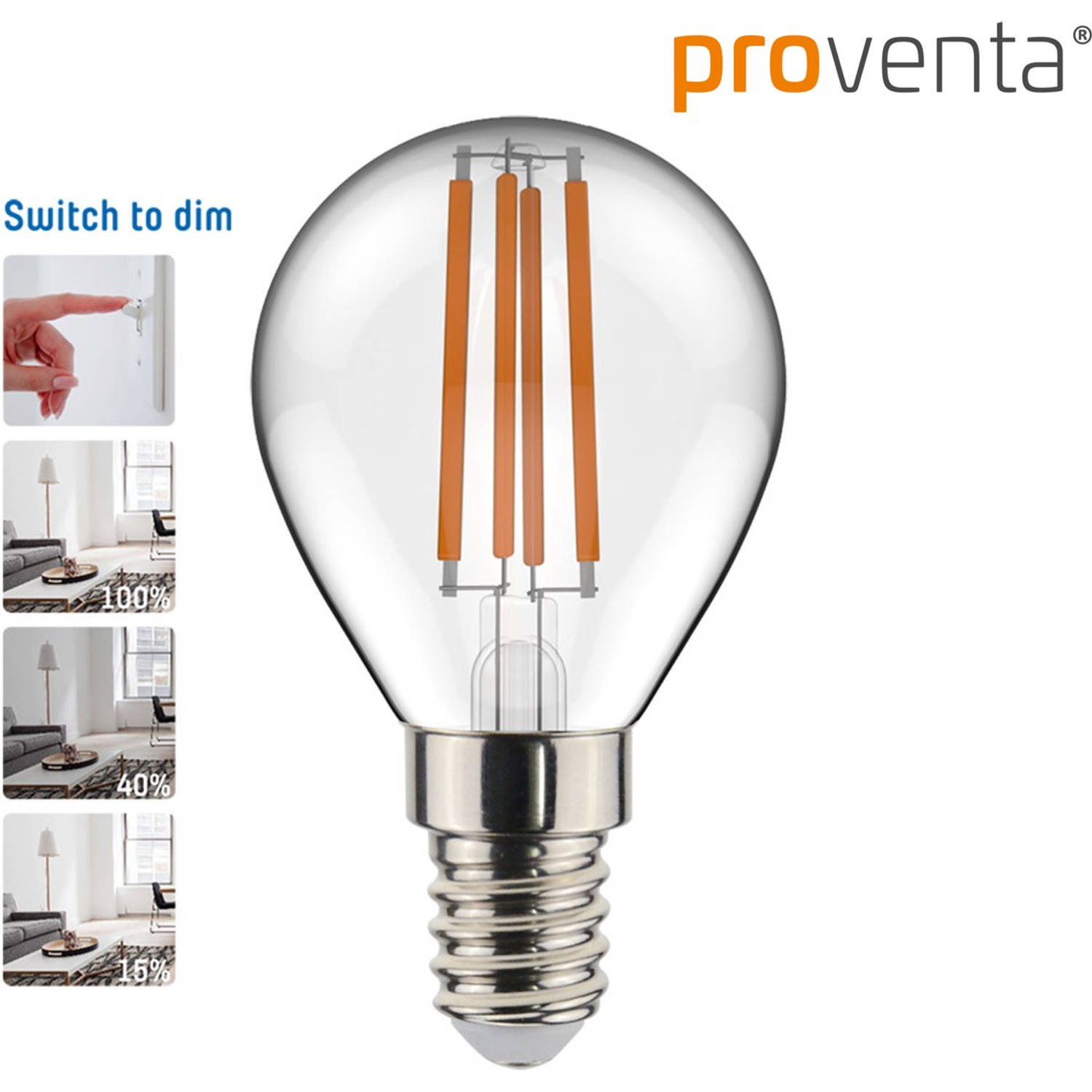 Lamp E14 Filament - Dimbaar zonder dimmer - 5 x G45 kogellamp | Blokker