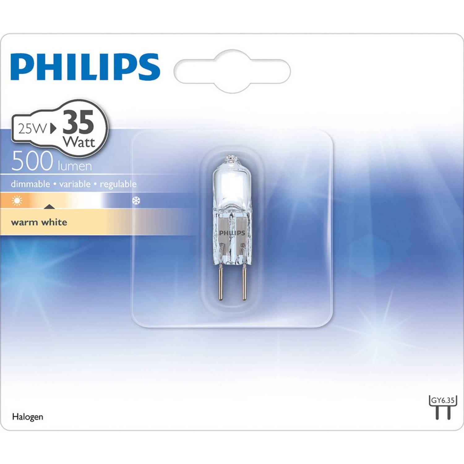 Kano Soedan Behoren Philips Halogeen lampen Capsule GY6.35 - Dimbaar - Warm wit - 25W/35W - 12V  - 10 x Halogeenlamp GY6.35 | Blokker