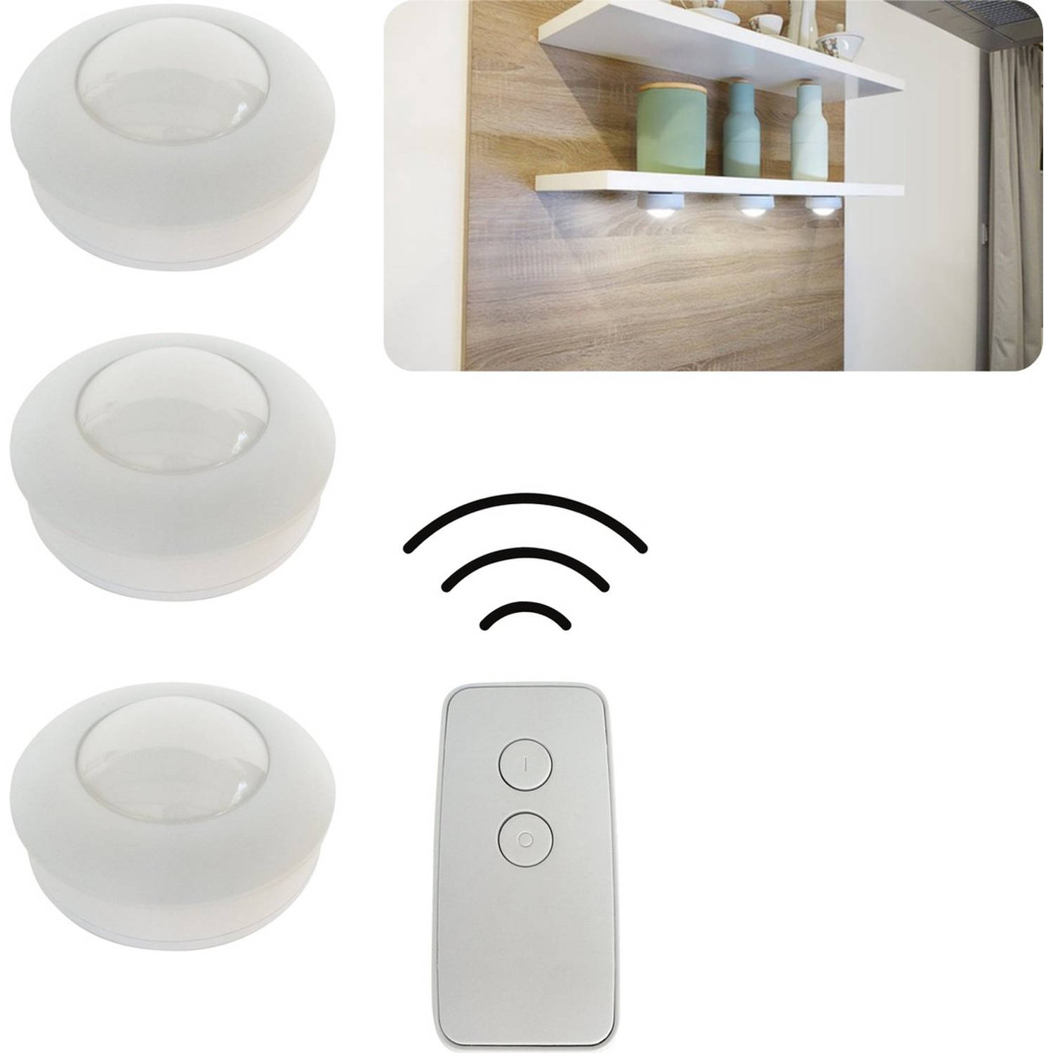 Induceren Zoekmachinemarketing Hiel Proventa Draadloze LED Keuken- en kastverlichting op batterijen met  afstandbediening - 3 x - Wit | Blokker