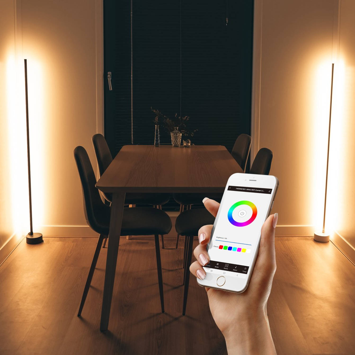 Set van 2 Proventa Smart Vloerlampen Zwart - Bedienbaar via app - Multicolor - 138cm