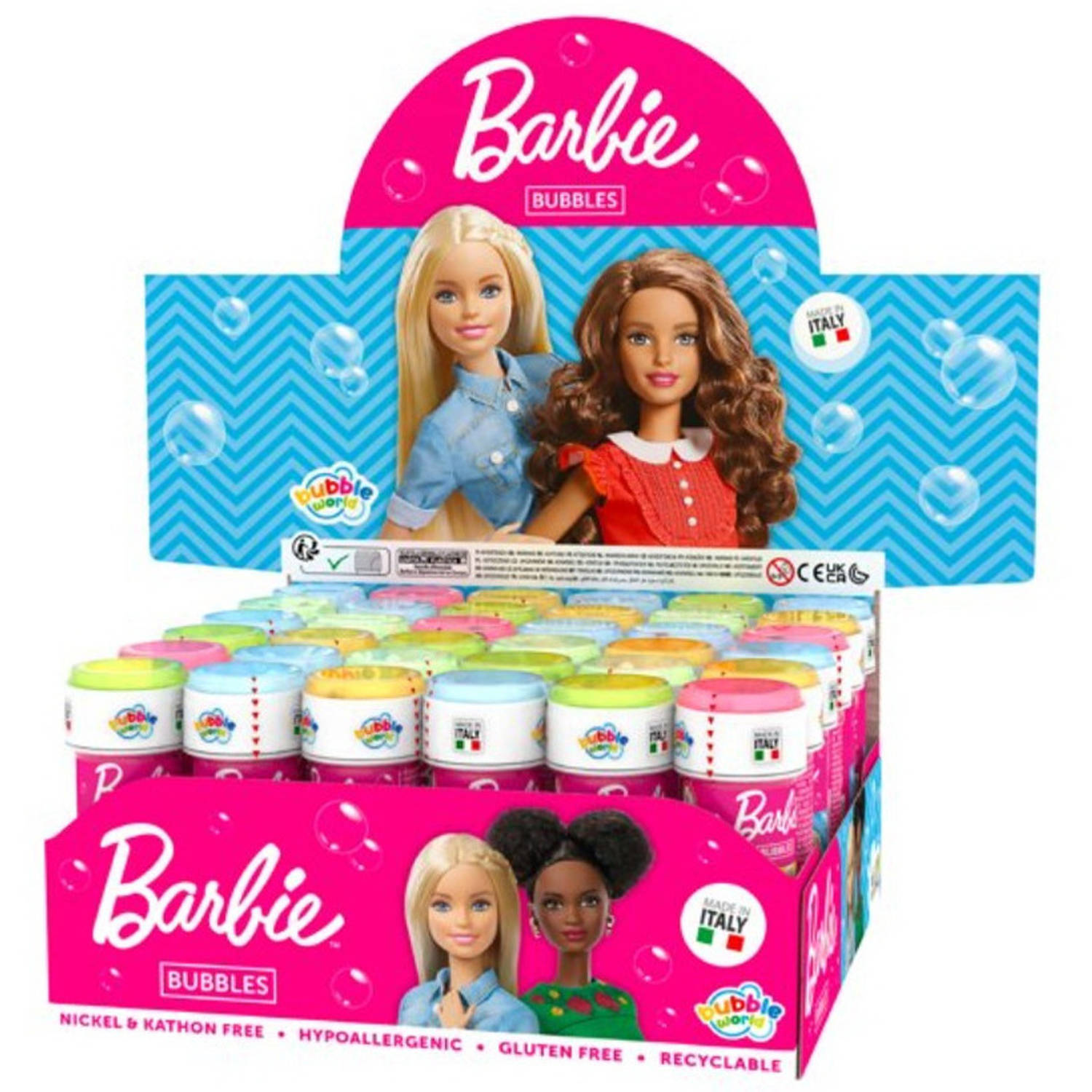 4x Barbie Bellenblaas Flesjes Met Bal Spelletje In Dop 60 Ml Voor Kinderen Bellenblaas