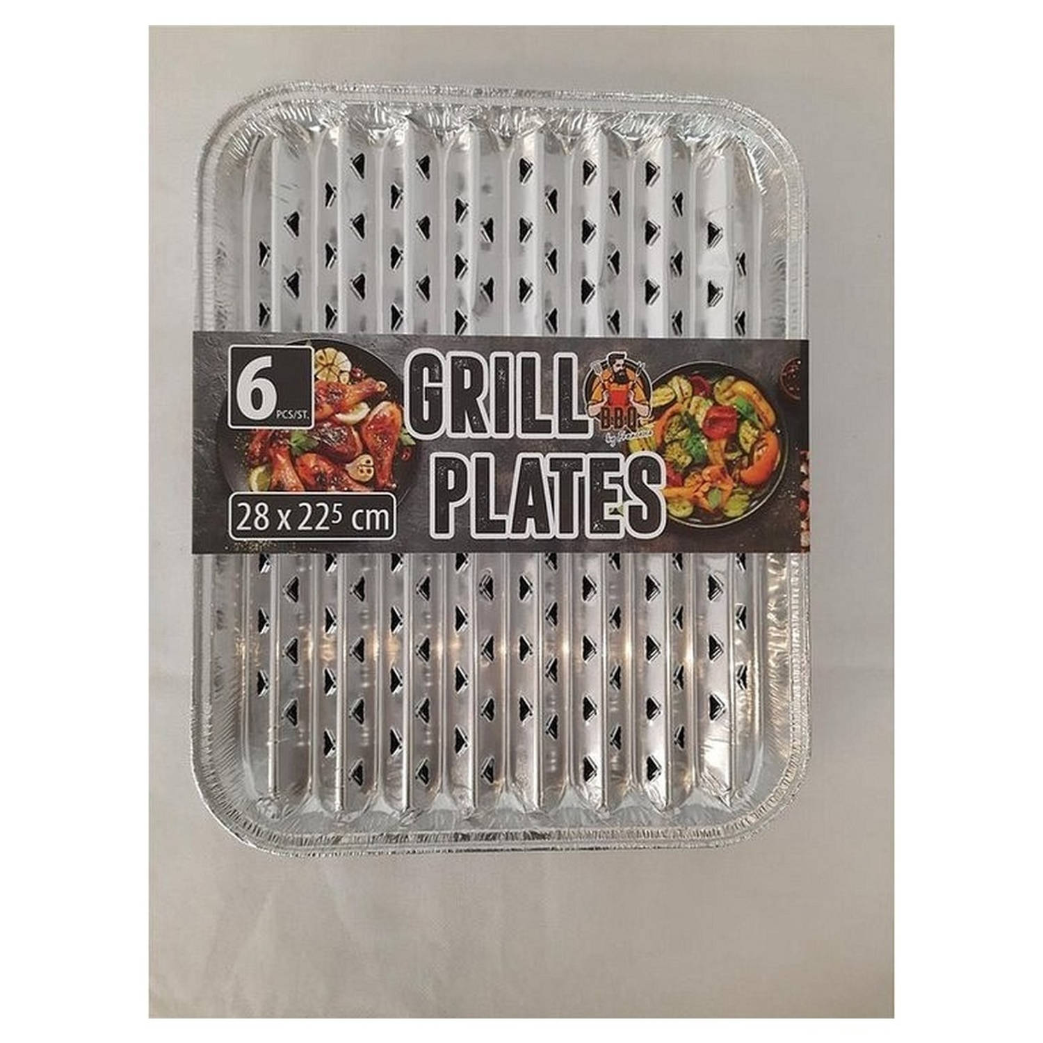 Grillplaten Set Van 6 Aluminium 28 X 22,5 Cm