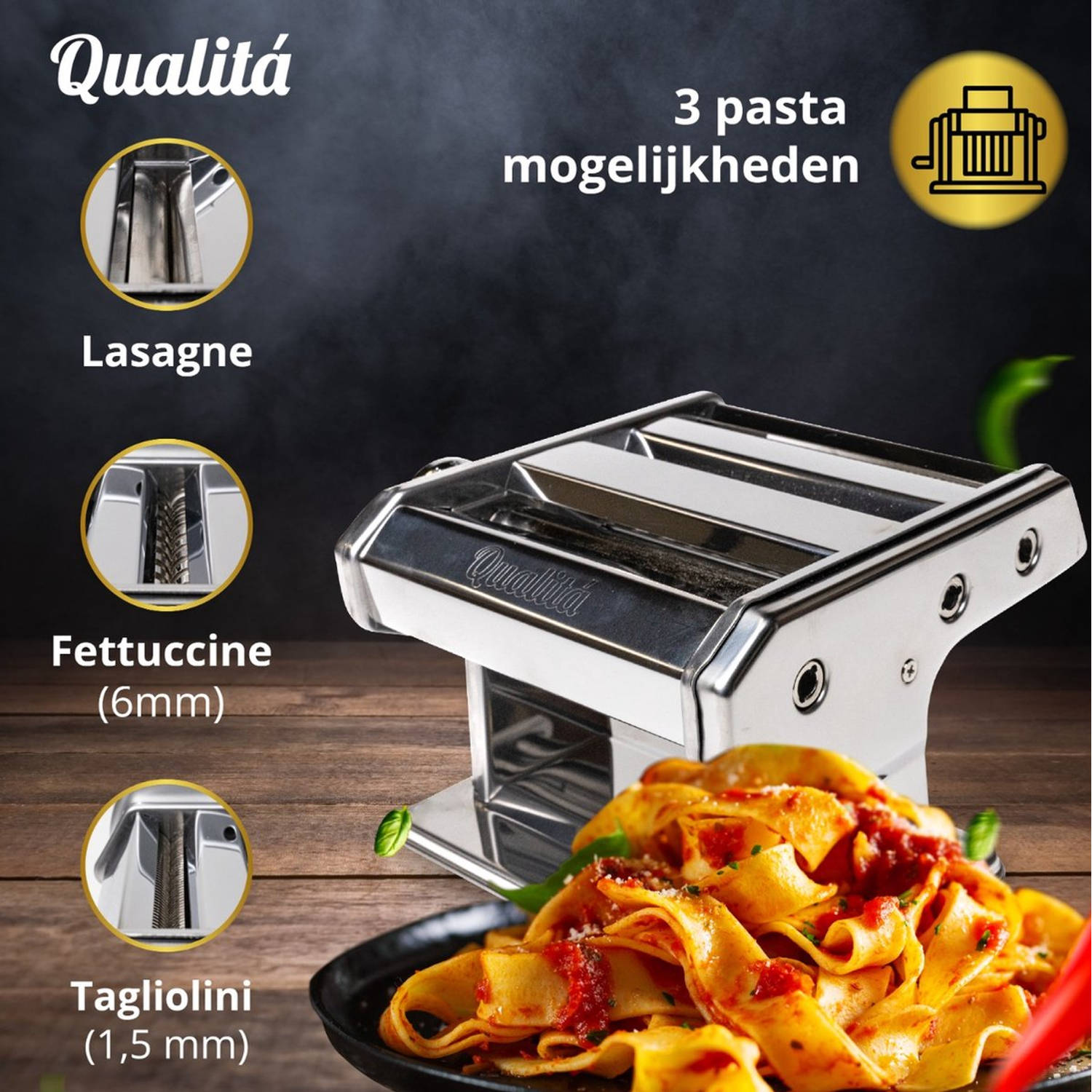 zwanger voorzichtig Postbode Qualitá Pastamachine Elektrisch – Pasta maker – Pasta Machine – RVS |  Blokker