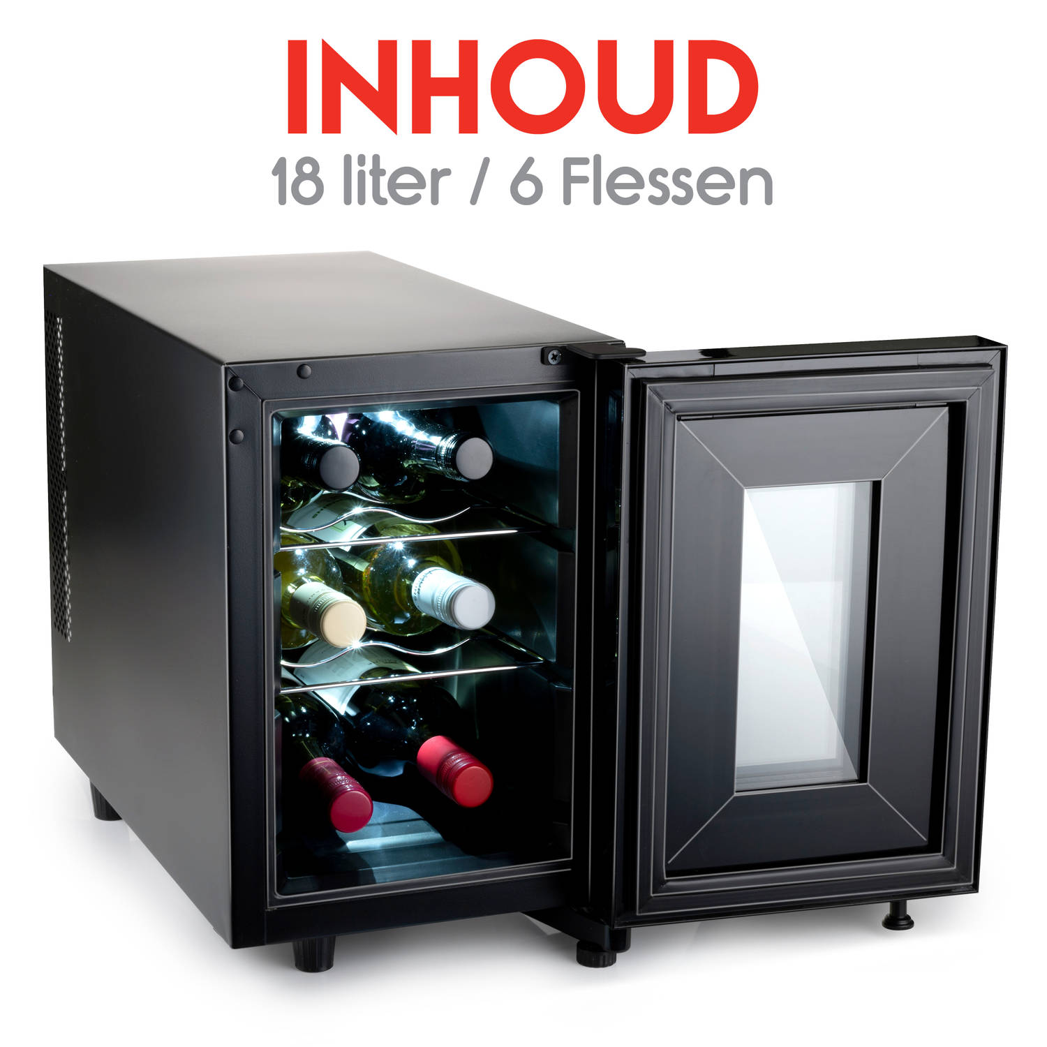 alpina Wijnkoelkast - 230V - 6 Flessen - Temperatuur 11°C tot 18°C Digitale Display - Zwart | Blokker