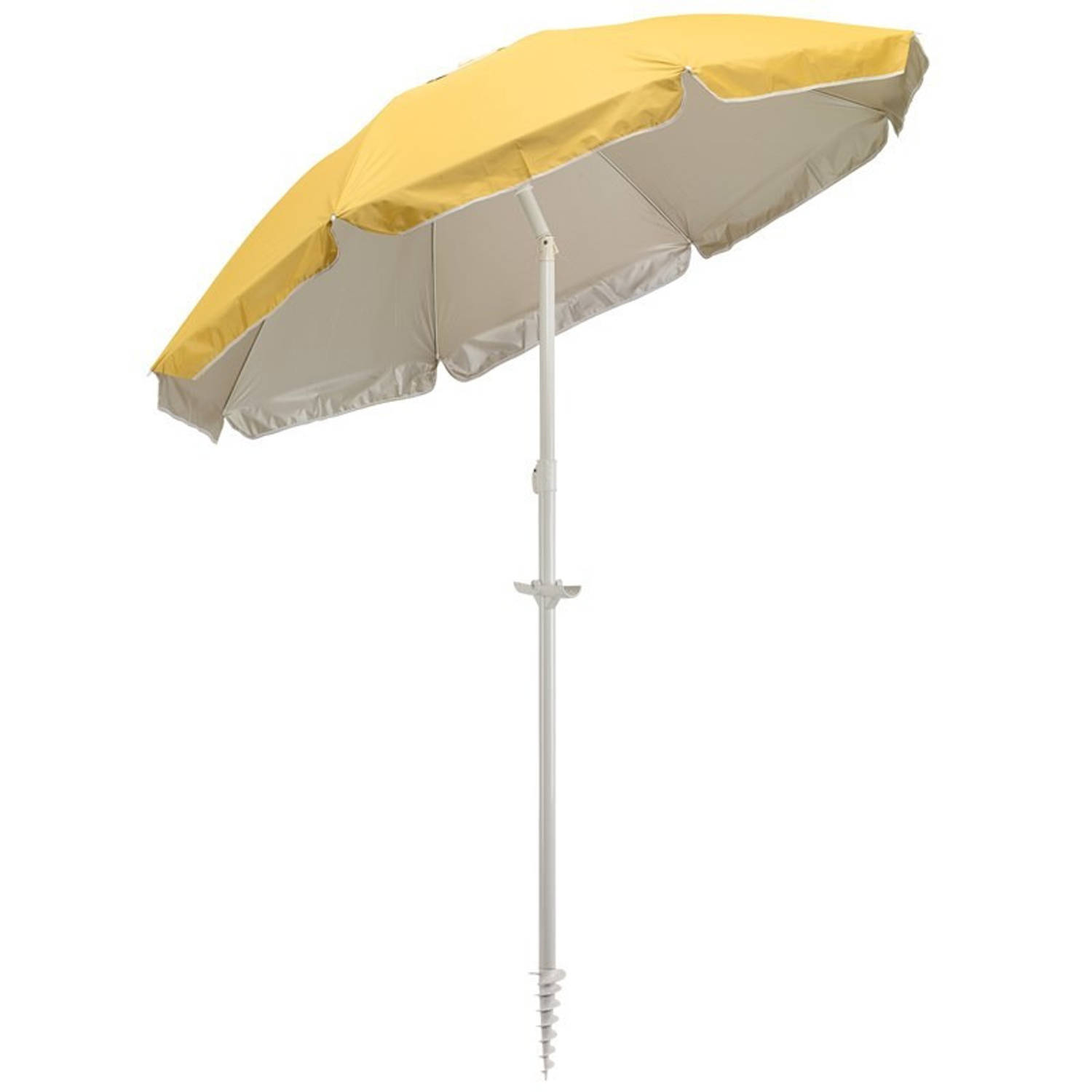 Gele strand parasol met grondboor 156 cm -