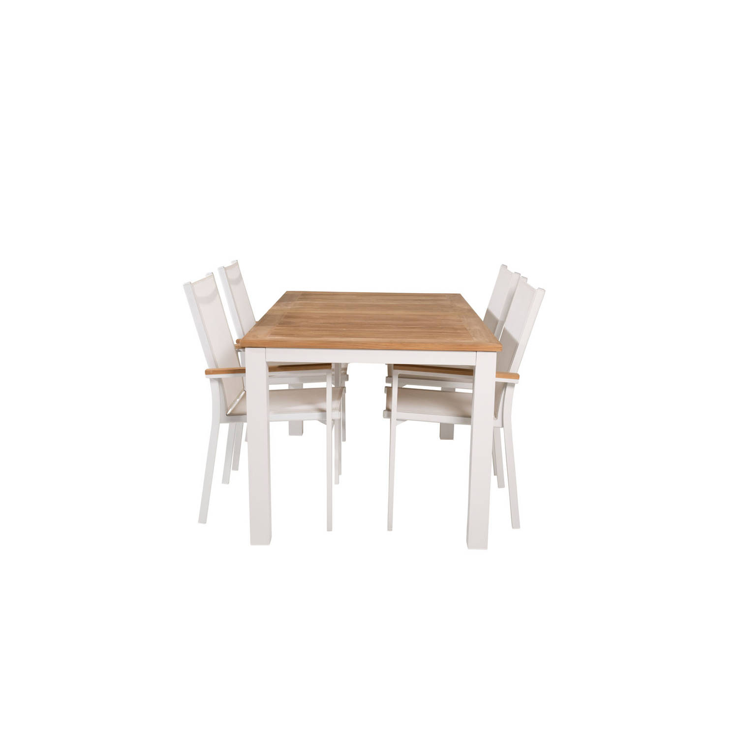 Panama tuinmeubelset tafel 90x152/210cm en 4 stoel Texas wit, naturel.