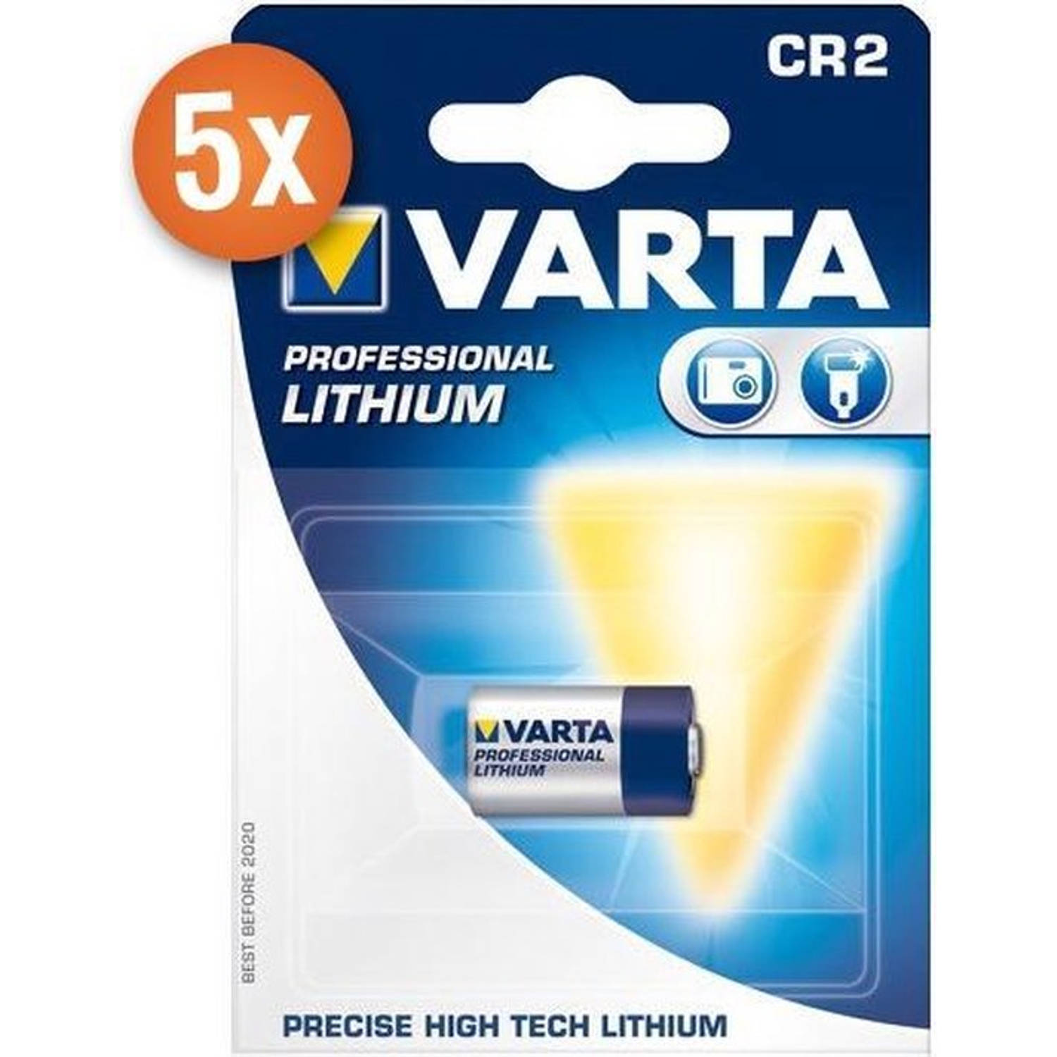 Voordeelpak van 5 x Varta Photo Lithium batterijen CR2