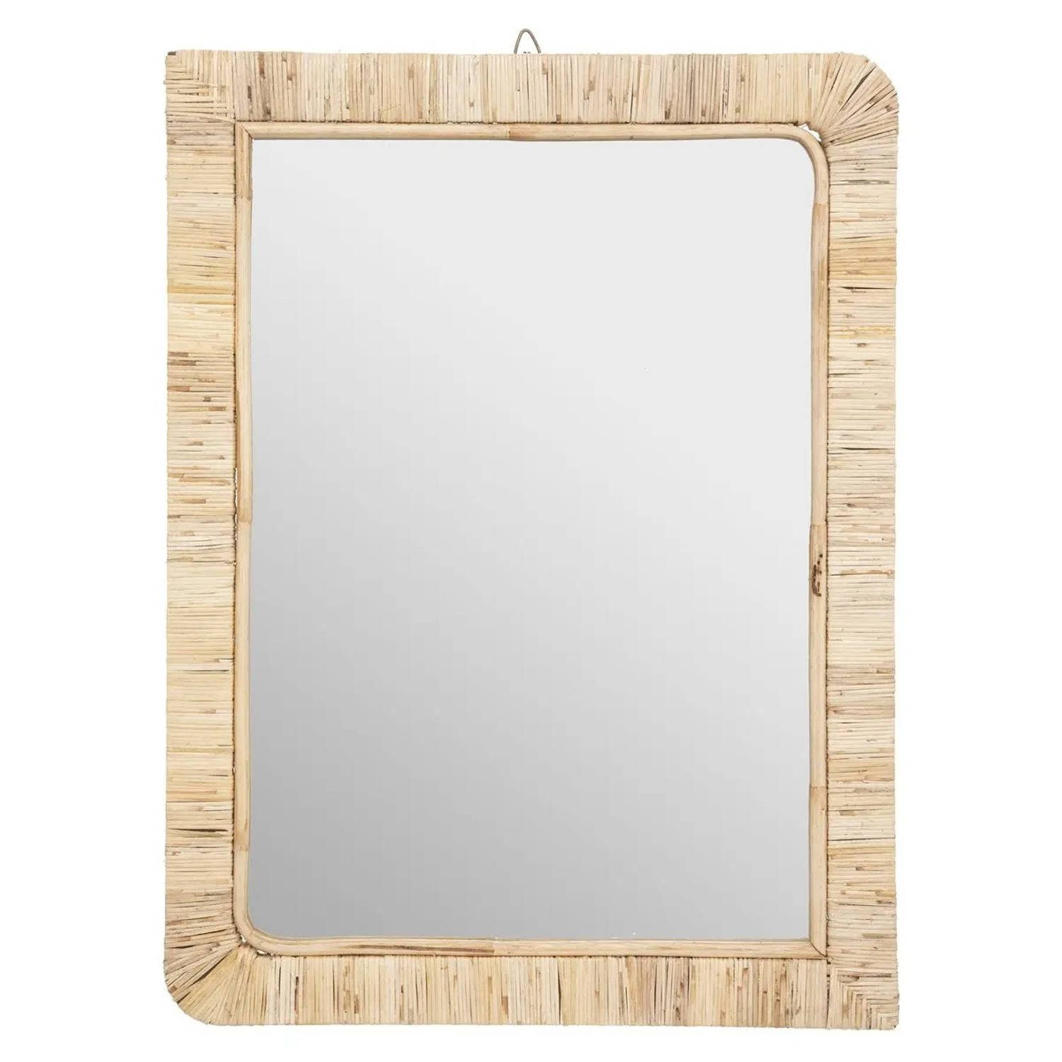discretie zakdoek Geniet Spiegel/wandspiegel rechthoek 60 x 40 cm rotan beige - Spiegels | Blokker
