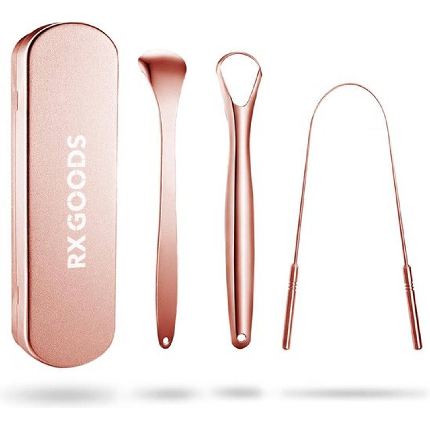 RX Goods Rosé Gouden Tongschraper voor Mondverzorging - 4 Stuks - Duurzaam & Herbruikbaar