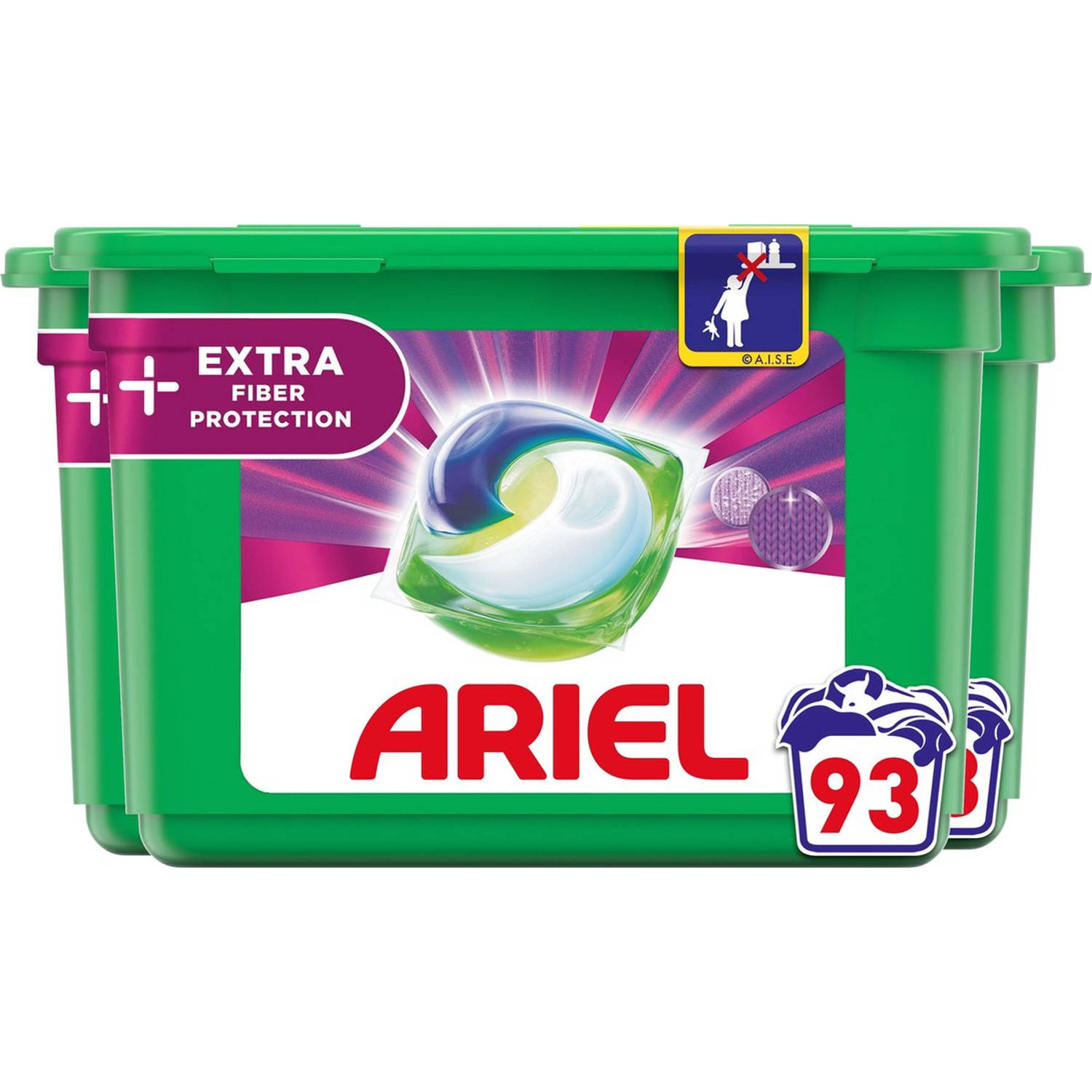 Ariel All In 1 Wasmiddel Pods + Vezelbescherming - 3x31 Wasbeurten - Voordeelverpakking