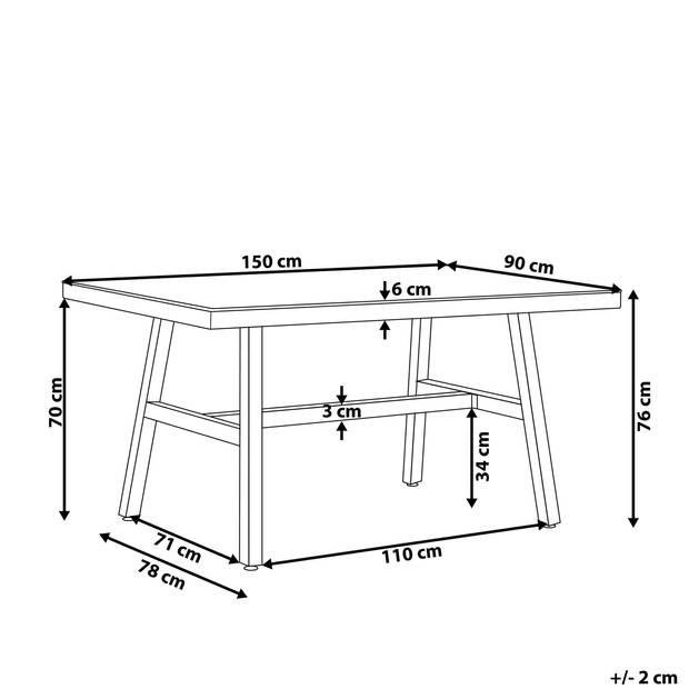 Beliani CANETTO - Eettafel-Zwart-Aluminium