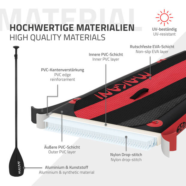 Opblaasbare Stand Up Paddle Board 320x82x15 cm Zwart Rood PVC
