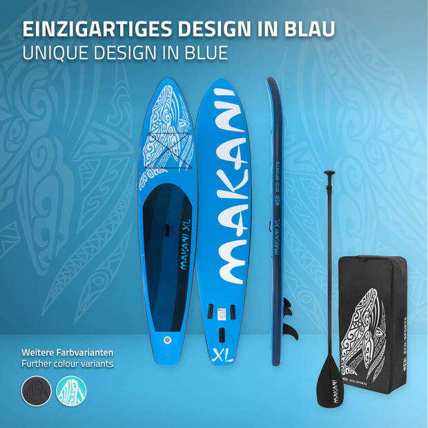 Opblaasbare Stand Up Paddle Board Makani XL 380x80x15 cm Blauw PVC