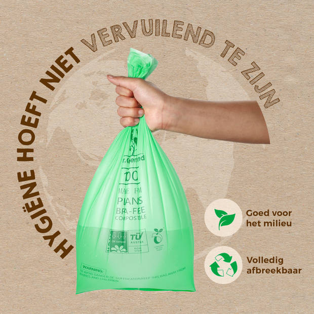 Mr. Green Mind 100% biologische afvalzakken 50/60 liter 60 stuks - Incl. dispenser