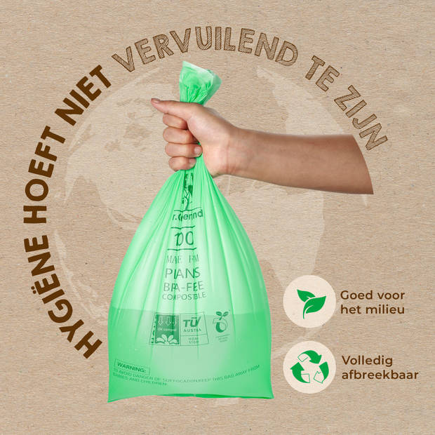 Mr. Green Mind 100% biologische afvalzakken 40/45 liter 60 stuks - Incl. dispenser