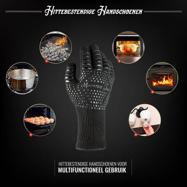 Mountain Jack® 2 Stuks Antislip BBQ & Oven Hittebestendige Veiligheid Handschoenen – Barbecue & Kook Accessoires - Zwart