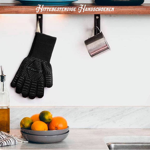 Mountain Jack® 2 Stuks Antislip BBQ & Oven Hittebestendige Veiligheid Handschoenen – Barbecue & Kook Accessoires - Zwart