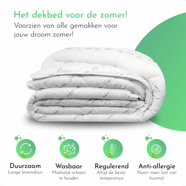 LILLA24 140x220 - Bamboe zomerdekbed - Enkel dekbed - Warmteklasse 4 - Anti-allergisch - Verkoelend dekbed