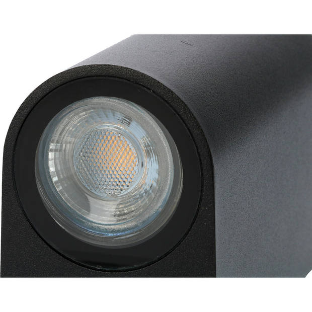 LED Tuinverlichting - Buitenlamp - Prixa Hoptron - Up en Down - GU10 Fitting - Rond - Mat Zwart - Aluminium - Philips -