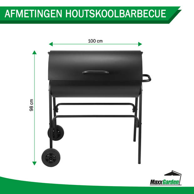 MaxxGarden Houtskoolbarbecue - Houtskoolbbq - cilindervorm - 100x78 cm