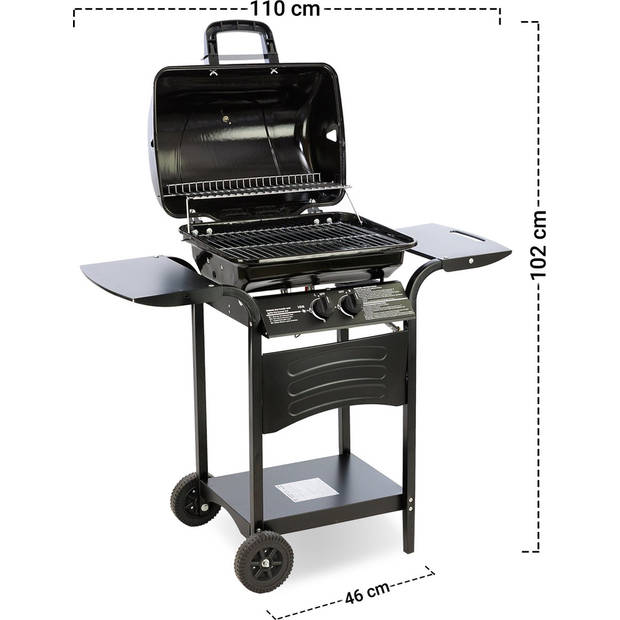 MaxxGarden Barbecue op gas - Gasbarbecue - 2 Branders - Mobiele Grill