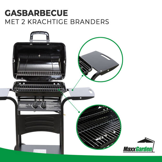 MaxxGarden Barbecue op gas - Gasbarbecue - 2 Branders - Mobiele Grill